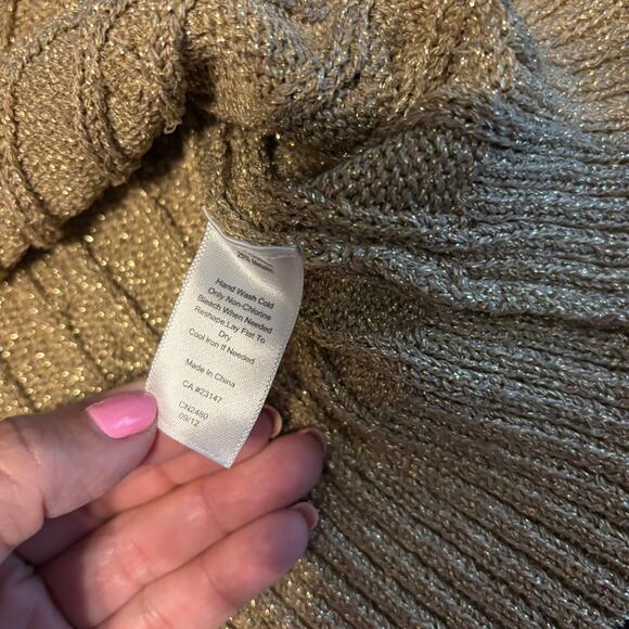 Talbots Womens Petite Large Cardigan Sweater Size LP Gold Metallic Button Front - Picture 8 of 8